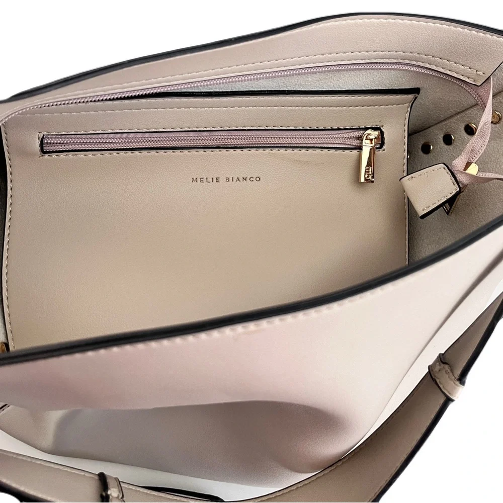 Melie Bianco Ivory Vegan Leather Convertible Crossbody Shoulder Bag